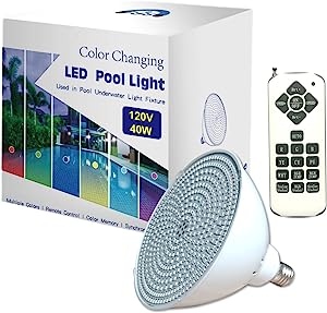  Waterproof 120V 40W Colorful LED Pool Light Bulb for Inground Swimming  Pool,Fit in for Pentair and Hayward Pool Light Fixtures (120V RGBW) :  Patio, Lawn & Garden